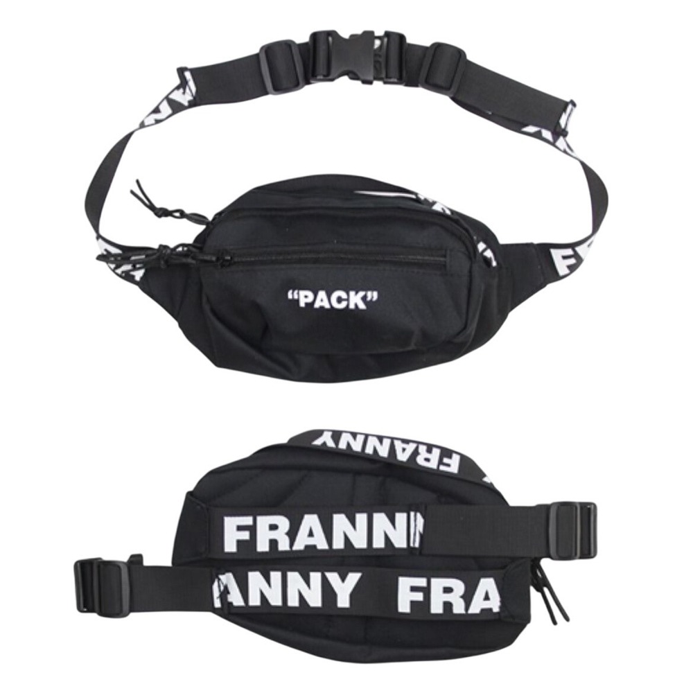 FRANNY "PACK" Fanny Pack Waist Bag Crossbody Black White zipper pockets‎ pouch